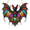 Halloween Colorful Bat Hanging Decoration Stained Glass 2D Flat Acrylic Witch Hat Suncatcher Indoor Outdoor Wall Window Hanging Sign Ornament