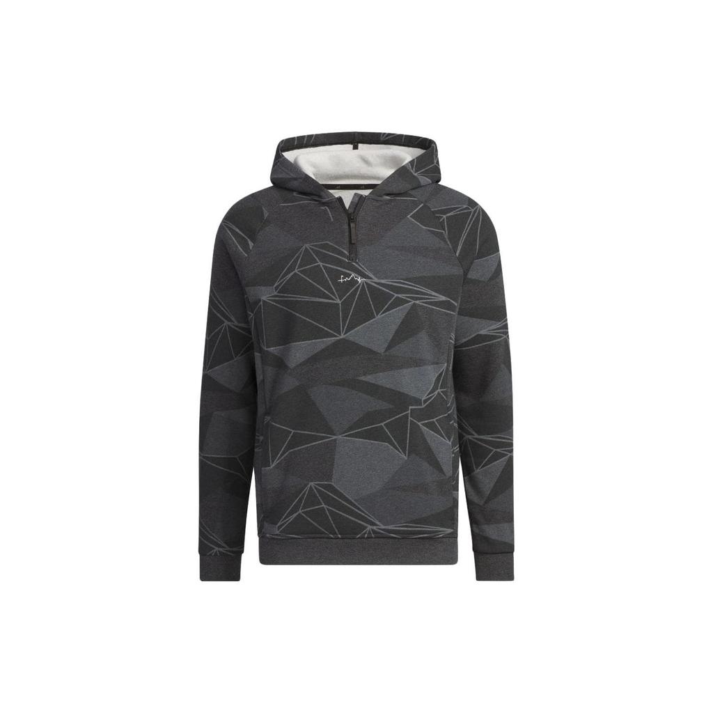 adidas Толстовка с капюшоном с геометрическим узором и полумолнией, с длинным рукавом, мужская, черная IA2624