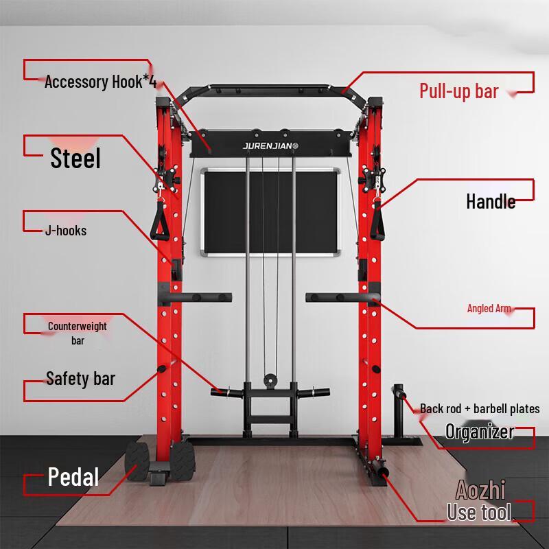 Multi-functional Home Gym Power Rack with Cable Crossover
