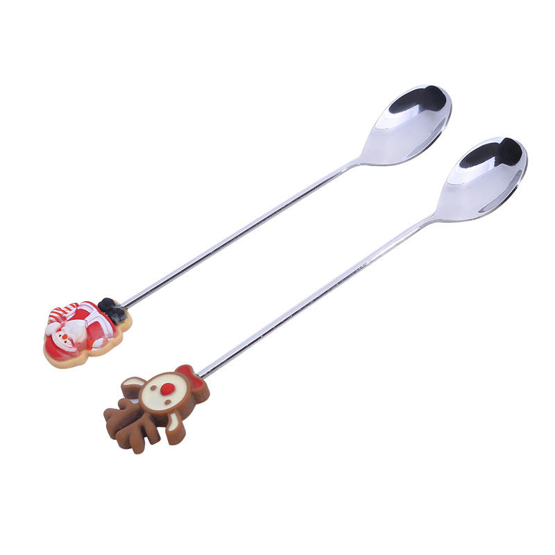 Рождественский набор вилок и ложек из нержавеющей стали, полированное серебро, десертные вилки с кофейными ложками, элегантные сервировочные приборы для рождественской вечеринки