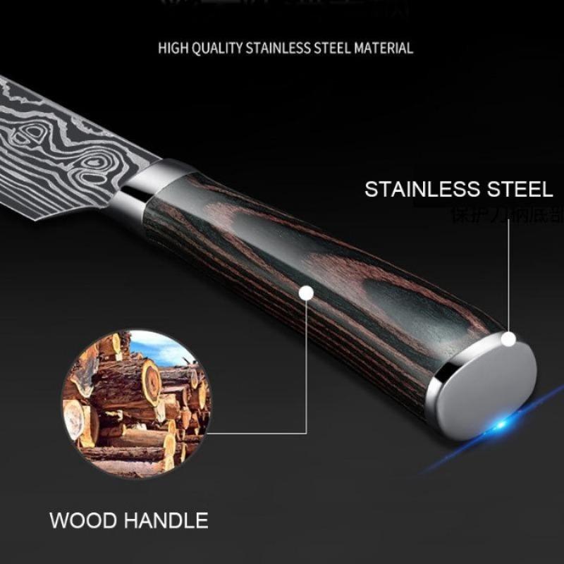 Набор кухонных ножей для фруктов, 3 шт., наборы ножей с узором из дамасской стали, нож для очистки овощей Сантоку, универсальный нож для нарезки