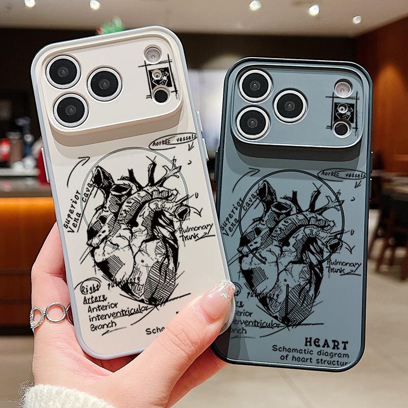 Креативный чехол с узором в виде диаграммы сердец Для iPhone 17 Pro Max Магнитный Для Magsafe Покрытие с ощущением кожи Для iPhone 16 15 14 13 Pro Max
