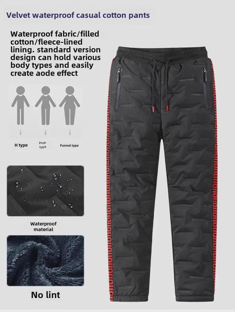 Men's Plus Velvet Thickened Cotton Trousers - Warm, Casual Autumn/Winter Sports Pants with Lambskin