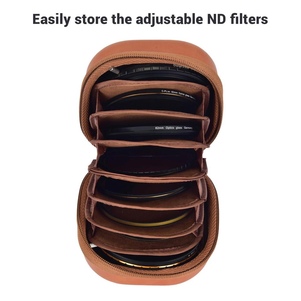8 Layer Lens Filter Bag for PU Leather Camera Filter Vintage Filter Carrying Case for Photography ≤95mm Filter, Pouch,
