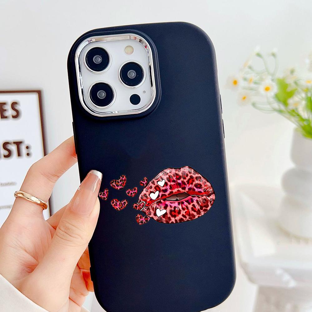 LZ21 Lips Kiss Design Art Soft Phone Case for Samsung S24 Ultra S23 Plus S21 A16 A54 A34 A05s A06 Infinix Hot 40 30i Lens Protection Shockproof Cover