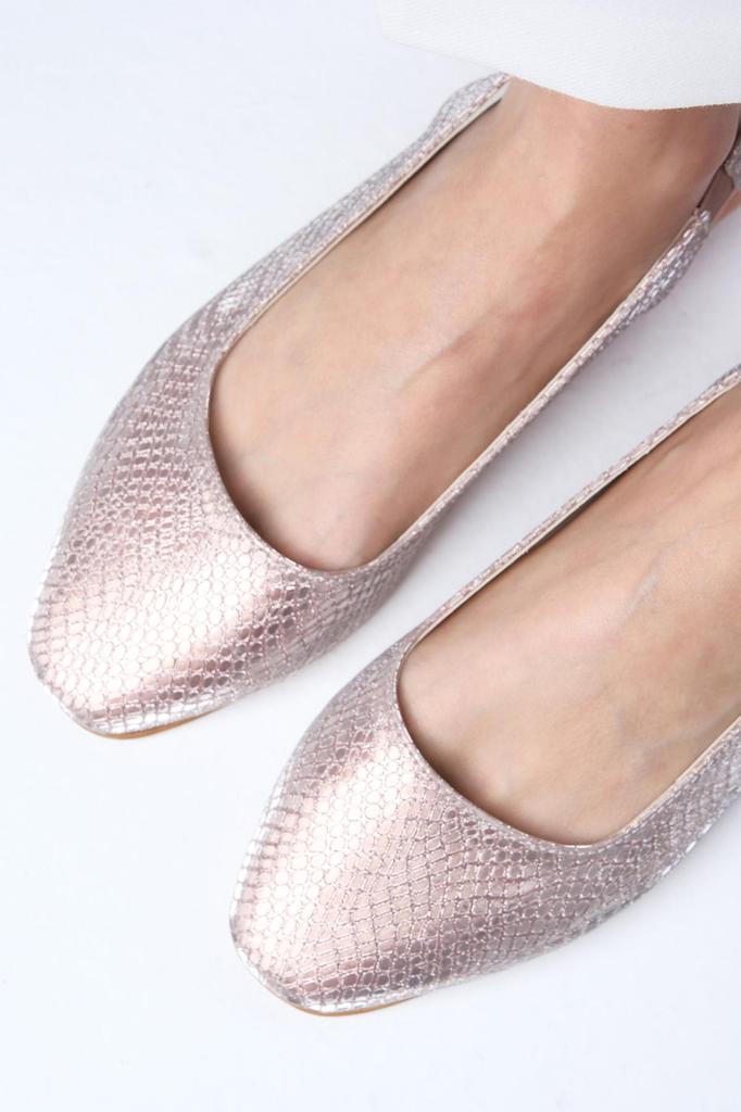 Женские туфли на плоской подошве, балетки Ally Powder Color со змеиным узором, тупым носком и открытой спиной