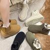 Men's and Women's Same Autumn and Winter Women's Casual and Comfortable Solid Color Platform Snow Boots Chimney Fashion Chelsea Short Boots