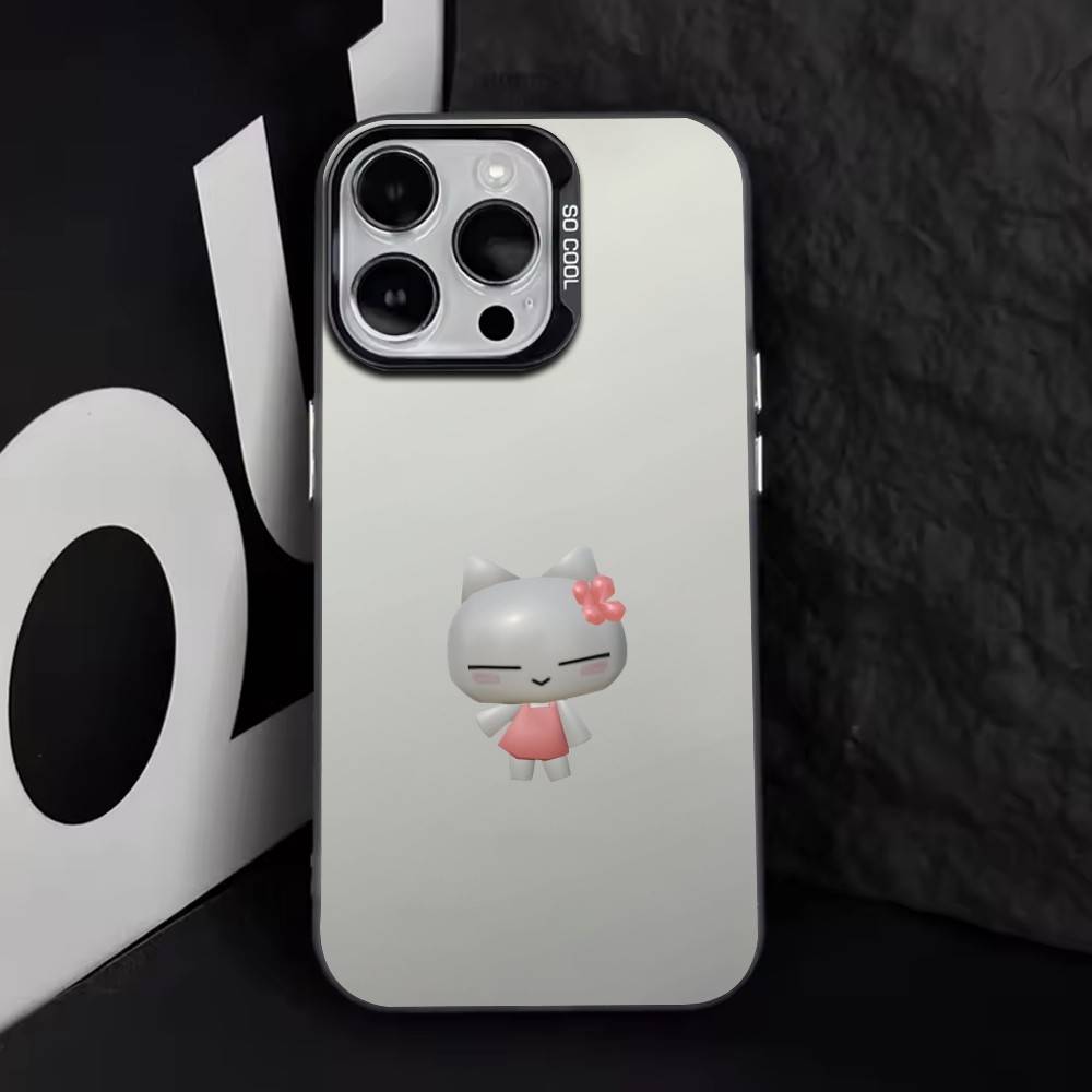 Cute Music cat PNG Phone Case For iPhone 17,16,15,14,13,12,11 Plus,Pro Max,XS,Colorful Silver Phone case Funda Cover