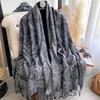 Модный женский зимний платок из искусственного кашемира с винтажным принтом, кисточками, толстый, теплый, пашмина, двусторонний, уличный шарф, шаль