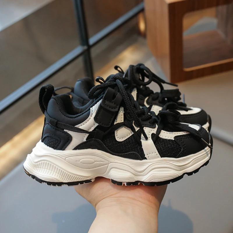 Спортивная обувь для девочек, весна-осень, универсальные кроссовки для малышей, модные повседневные дышащие детские школьные теннисные туфли, нескользящие