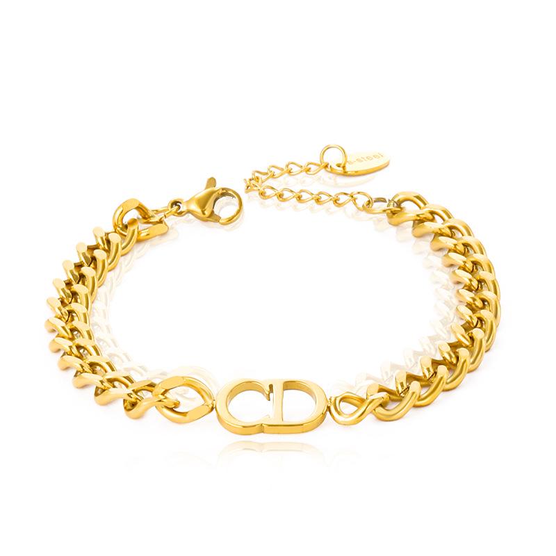 European & American Titanium Steel Jewelry Set: CD Necklace, Bracelet, & Ring - Classic, Stylish, Hot-Selling Design.