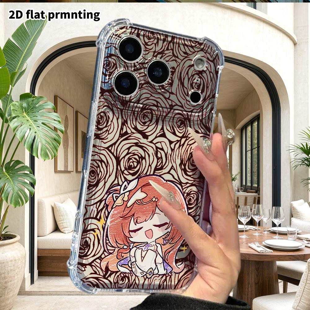 Чехол для телефона: 2D плоский, подходит для iPhone 18 17 16 15 14 13 Pro, прозрачный защитный чехол с четырьмя углами, мультяшные персонажи, Рождество и Хэллоуин