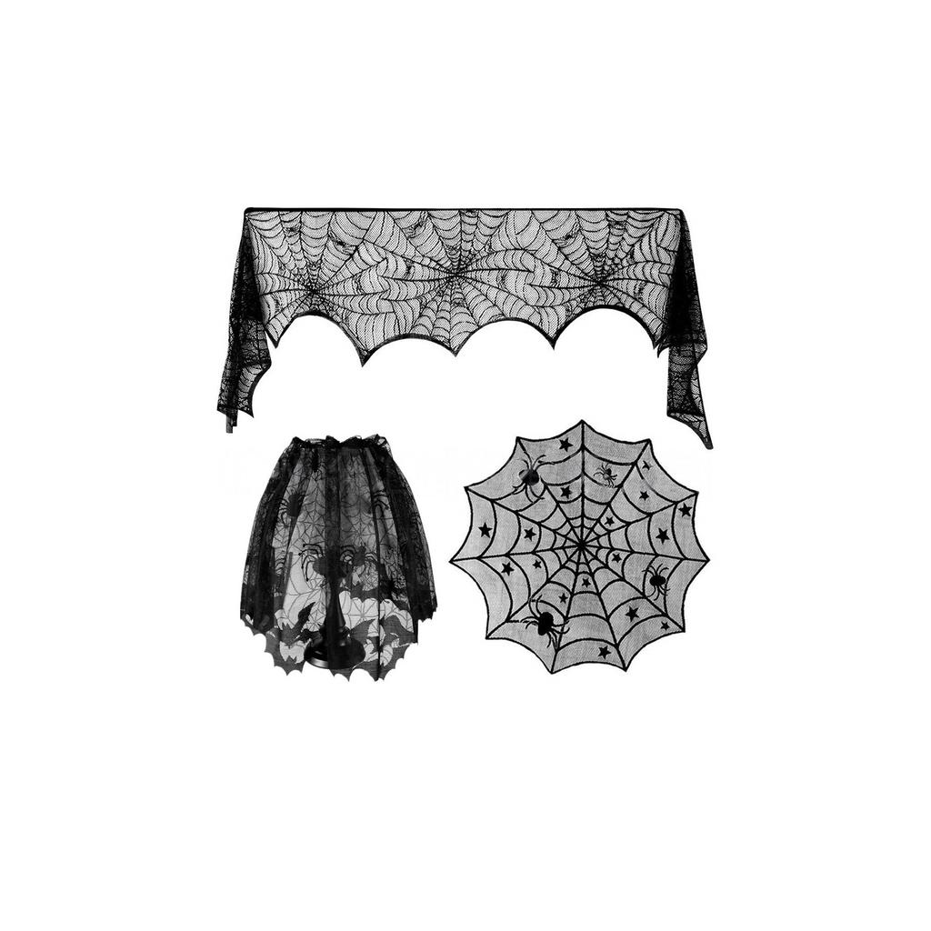 Halloween Tablecloth and Light Covers Set For Dining Table Mantels Holiday Decorations Washable Table Runner Lampshade