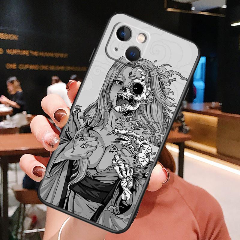 Чехол для телефона в стиле хоррор-манги для iPhone 16 Pro Max 15 13 12 11 14 Pro Max Plus 12 13 Mini XR 16e Funda Cover