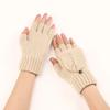 Fingers Free Wool Gloves Women Knitted Flip Fingerless Exposed Finger Thick Glove Mittens Winter Warm Thickening Women Mitts