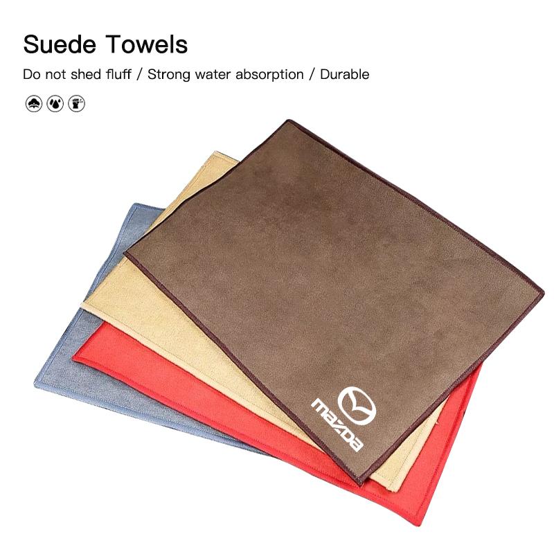 ZATR1 Microfiber Suede Towel Car Wash Cloth Cleaning Rag Clean Tools For Mazda 2 3 6 5 Atenza CX30 CX90 CX60 CX50 MX30 CX3 CX5 MX5 CX8
