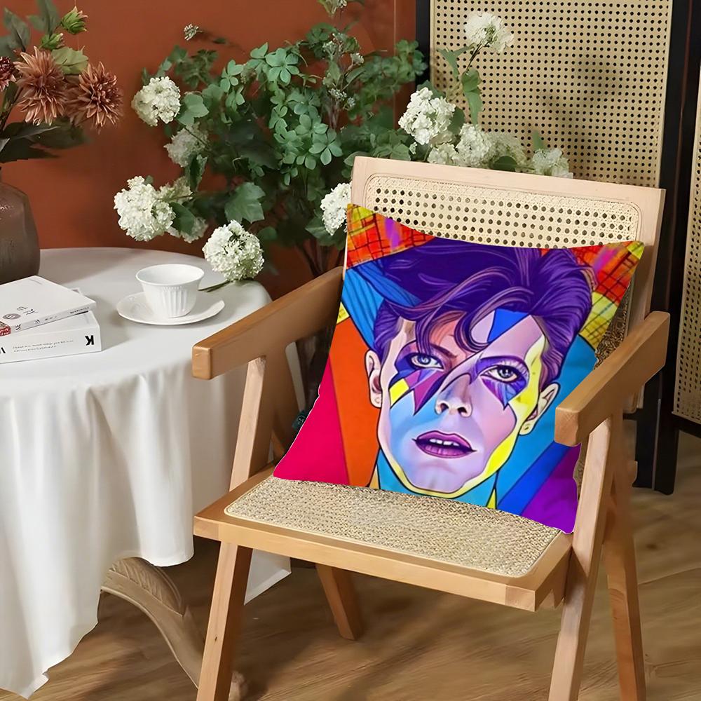 Singer DDavid BBowie Cushion Cover Silky Short Plush Invisible Zipper Dustproof Sofa Pillow Case for Home Decor