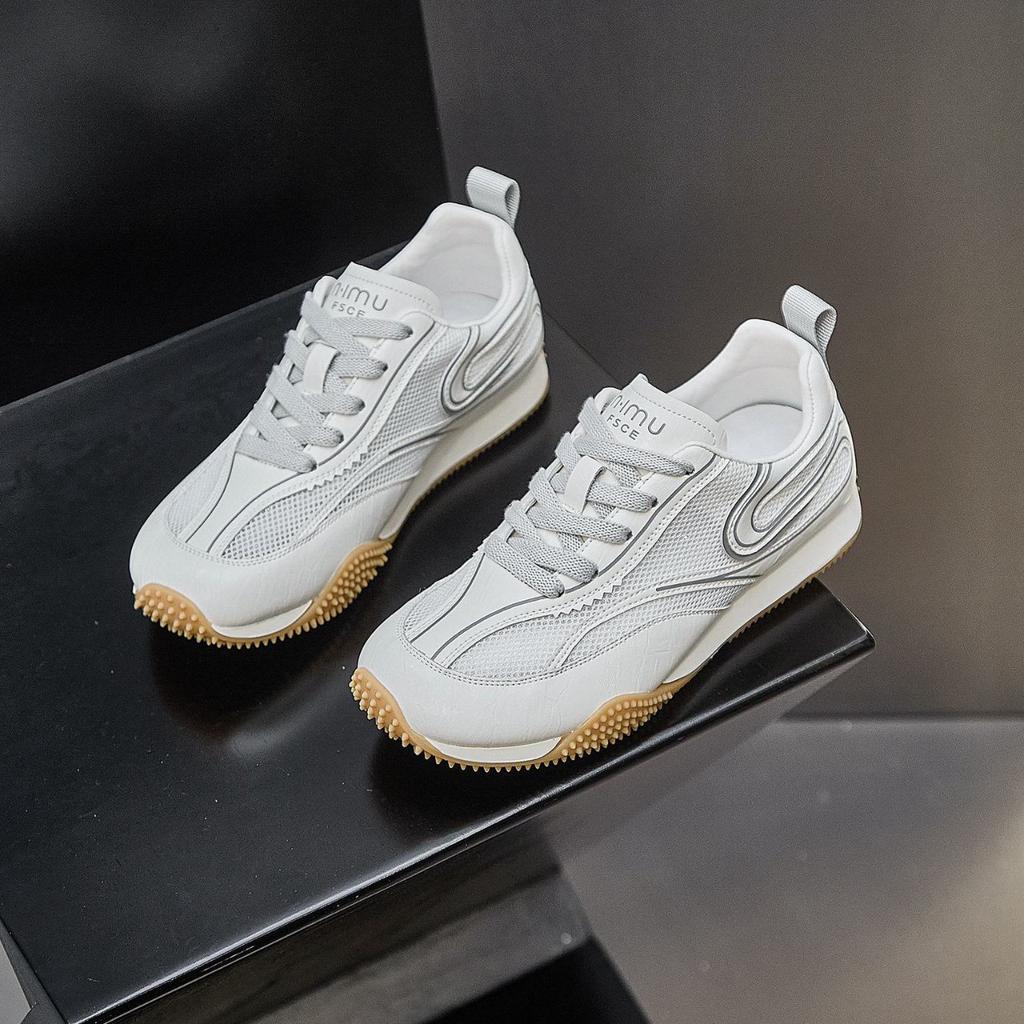 Ретро кроссовки на плоской подошве немецкие женские 2025 новые трендовые весенне-осенние дышащие нишевые желтые повседневные универсальные спортивные кроссовки Форрест Гамп