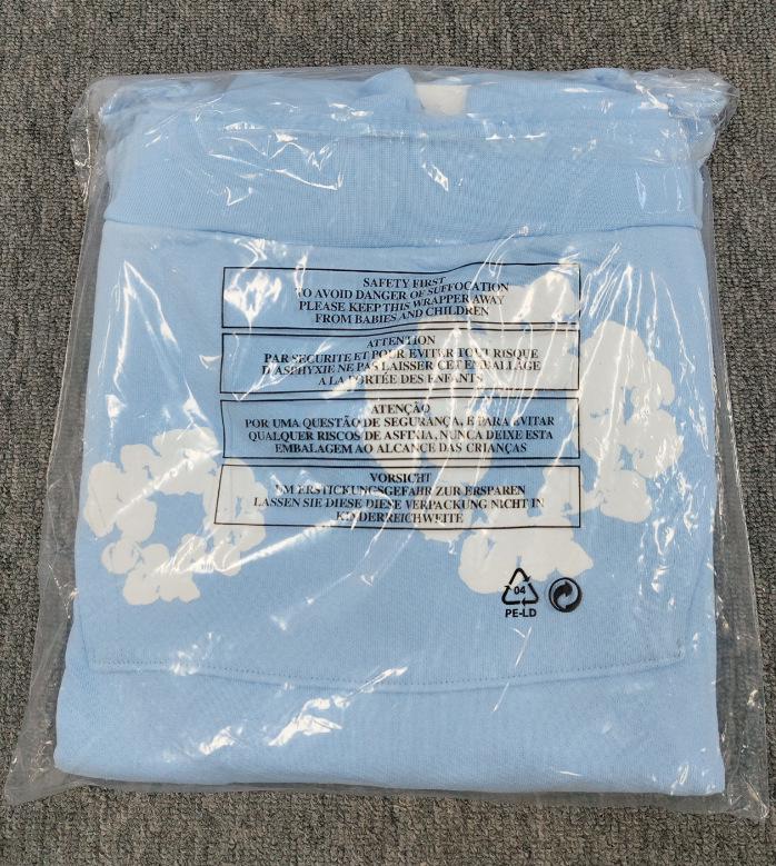 Худи из плотного хлопкового денима с цветочным принтом - Модная американская уличная куртка для мужчин