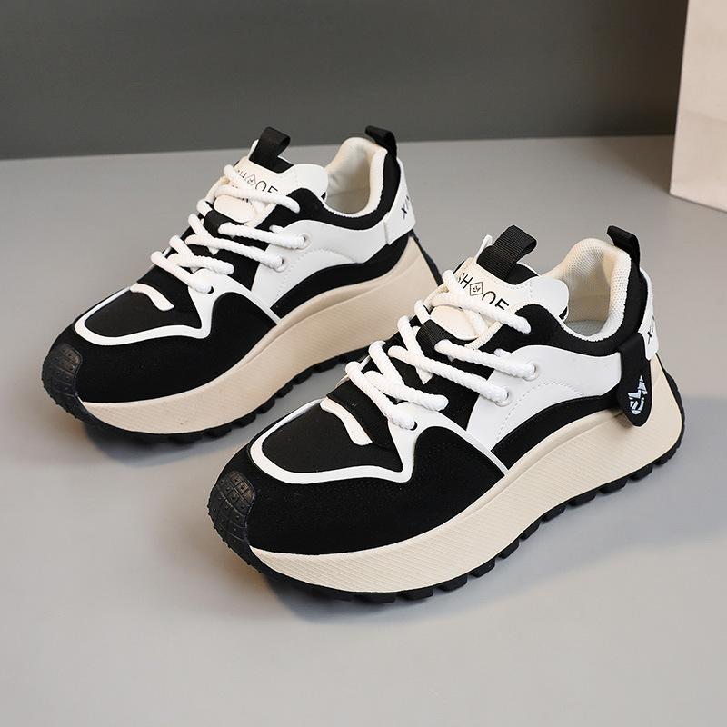 New Small White Shoes for Women Spring and Summer Thick Sole Height-enhancing Casual Women's Shoes Breathable Round Toe and Sports-resistant