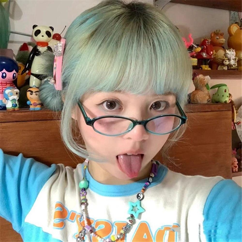 INS Style No Makeup Plain Glasses Small Oval Frame Decorative Computer Glasses for Women