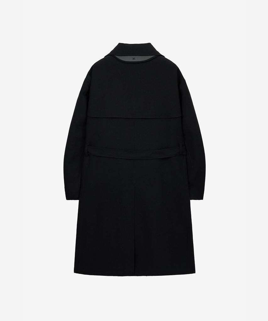 Ziosongzio Handmade Semi-Double Balmacaan Coat Black Zi2Tc201Bk