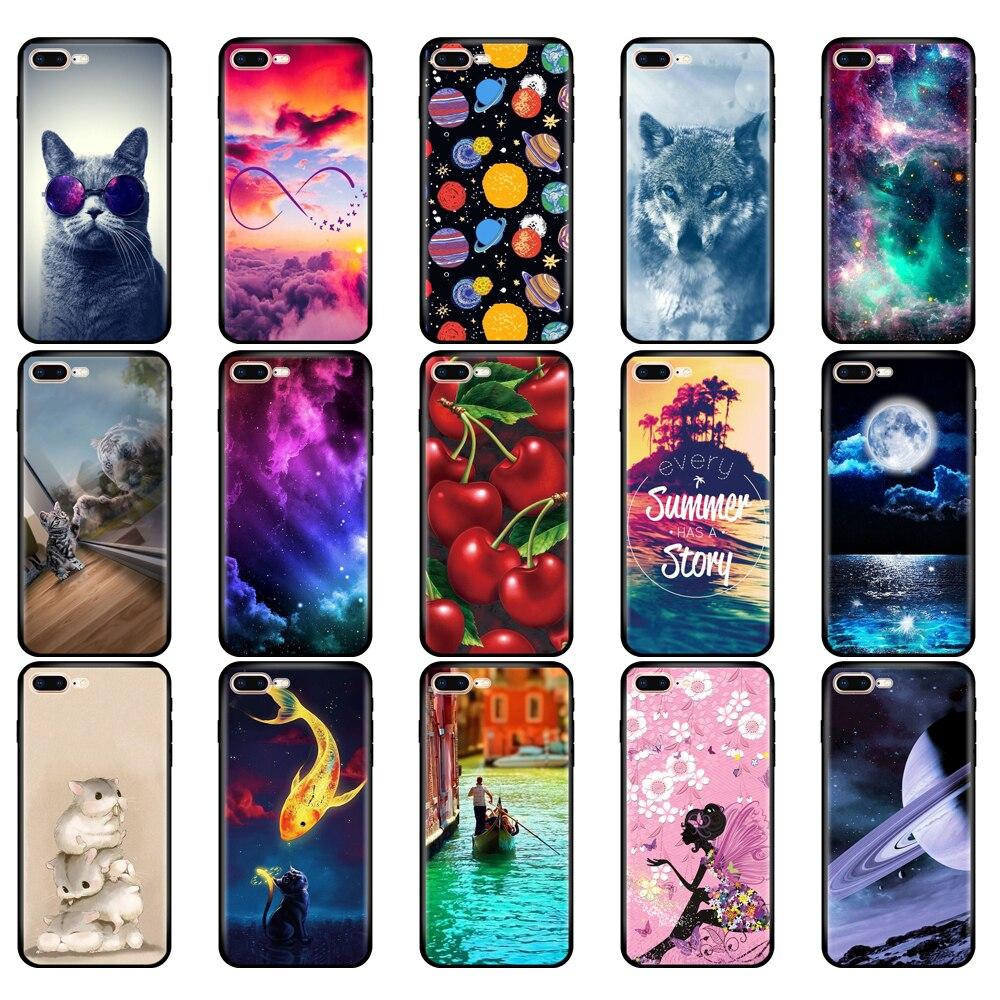 Для iPhone 7 8 Чехол силиконовый мягкий ТПУ Чехол для Apple iPhone 7 8 plus Сумка Funda coque etui bumper paiting черный ТПУ чехол