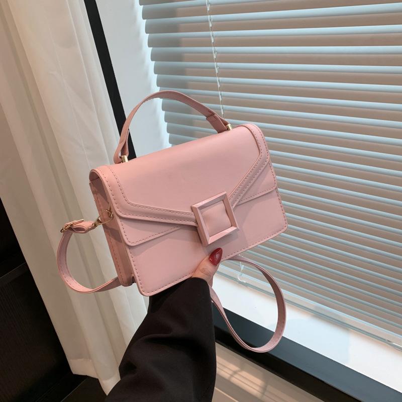 Женская Текстурная Простая Сумка Весна Новая Универсальная Сумка Через Плечо Ins Темпераментная Однотонная Маленькая Квадратная Сумка Женская