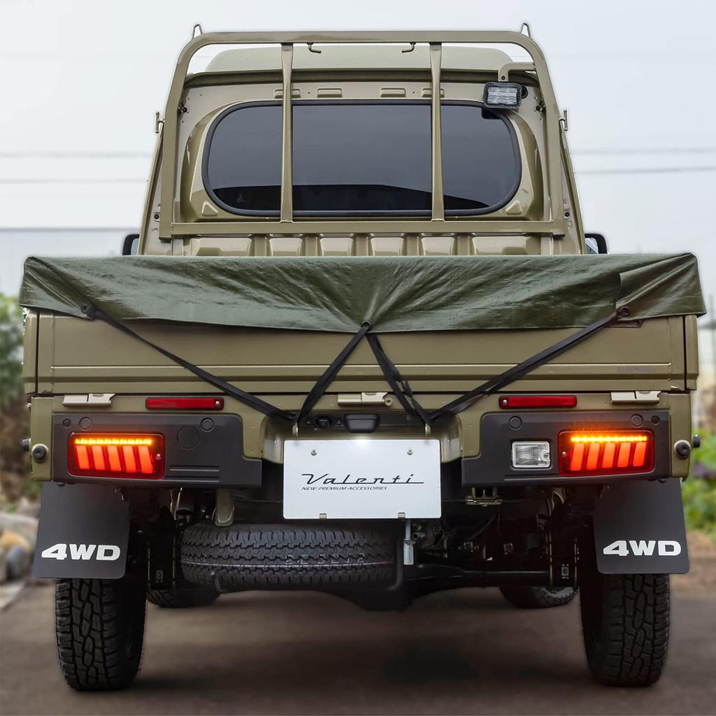 Valenti Jewel LED Tail Lamps for Toyota Hijet Truck Model with Ultra Red Lens and Gloss Black OEA Sequential Flowing Turn Safety Standards (Late