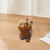 Mini Cat Figurine Hand-carved Wooden Cat Statue Collectible Polished Miniature Cat Ornament for Home Desk Bookshelf Decoration