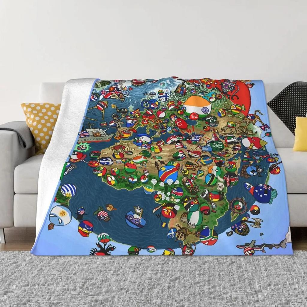 Countryball Flag Blankets Fleece Print Video Game Breathable Ultra-Soft Throw Blankets for Home Outdoor Bedding Throws