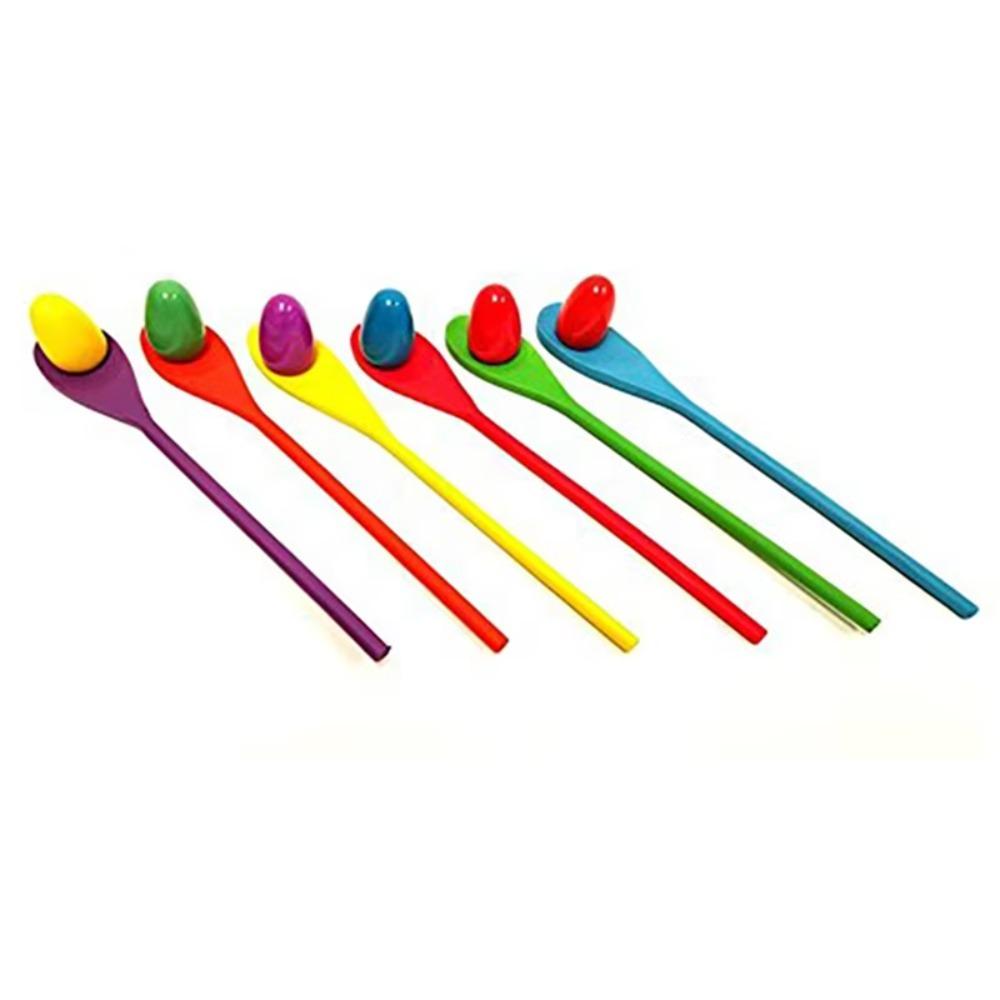 4/12PCS Wooden Wooden Bamboo Spoons Montessori Early Learning Relay Race Outdoor Activities