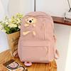 Korean Style Bear Backpack Large Capacity Stylish Nylon Soft Double Shoulder Bag