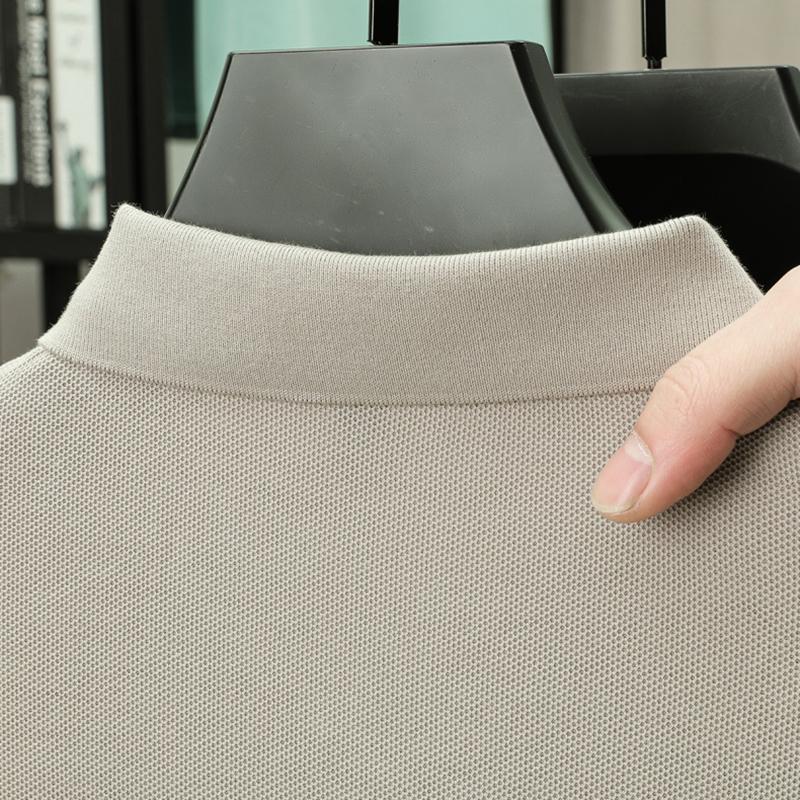 Лето 2025 Мужская Новая Однотонная Мерсеризованный Хлопок Свободная Влагоотводящая и Быстросохнущая Повседневная Рубашка Поло