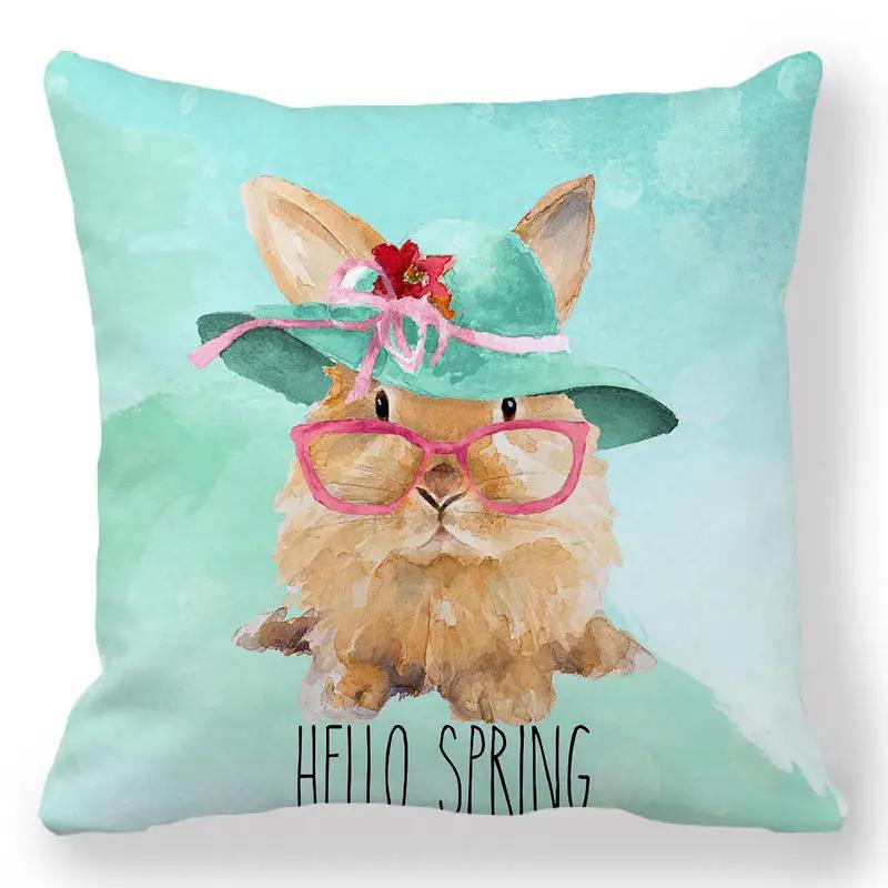 Easter Bunny Print Cushion Cover Spring Easter Egg Hare Pillowcase Home Decoration 40/45/50/60cm