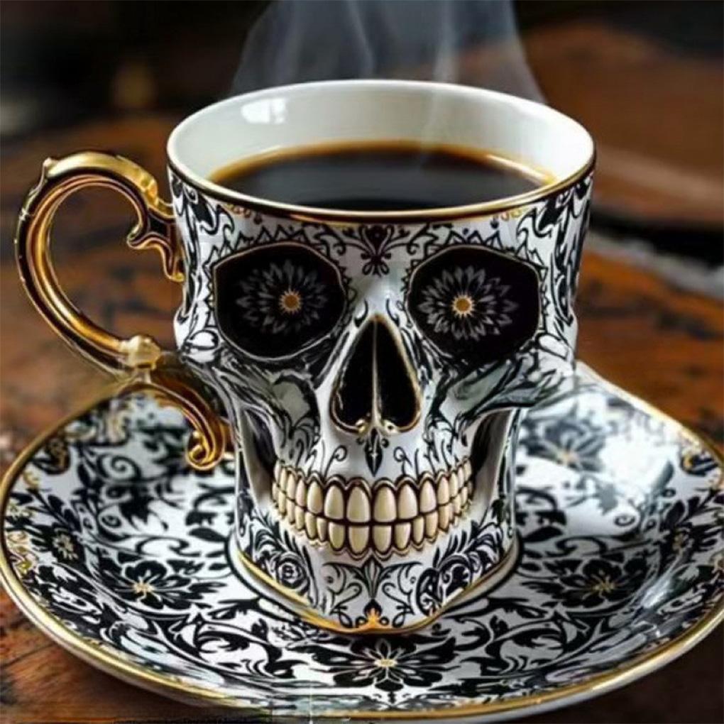 Unique Skull Coffee Mug Set Halloween Parties And Daily Halloween Mug Set Gothic Tea Skull