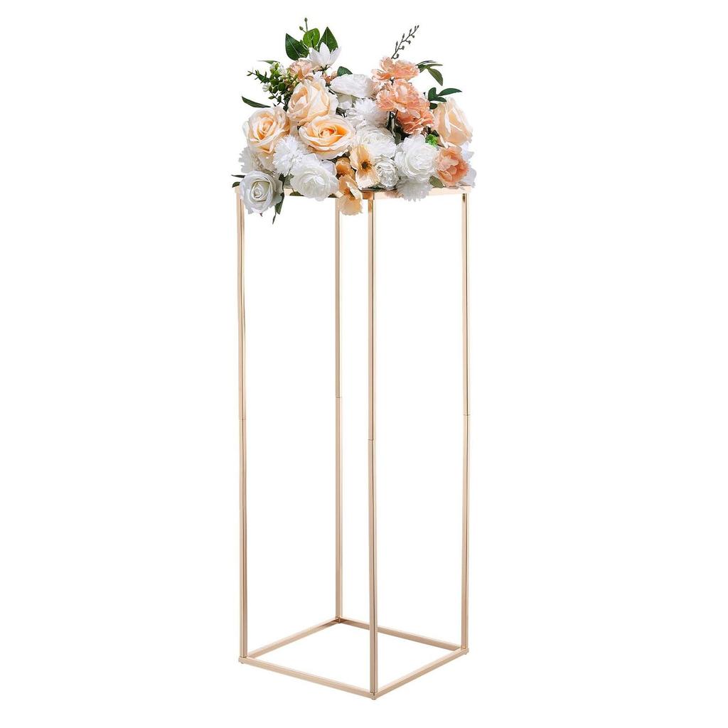 Wedding Flower Stand, 10PCS 80cm Column Flower Stand, Floral Stands with Metal Laminate, Gold Rectangular Floral Display Rack for Wedding, Party,