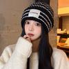Women's Autumn and Winter Vintage Striped Knit Hat, Large Head Circumference, Face Slimming, Warm Ear Protection, Knitted Cold Weather Hat