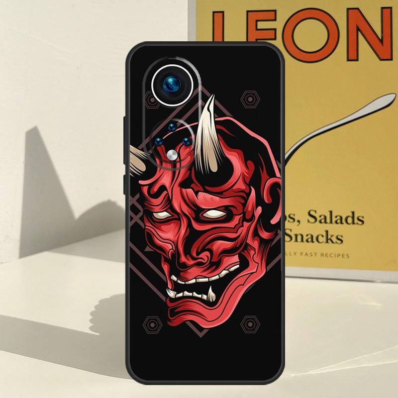 Кейс-маска самурая Они для Honor X8a X8b X9b X9a X8 X9 X9c 50 70 90 Lite Honor 200 Lite Magic 5 6 7 Pro Чехол