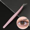 Пинцет для наращивания ресниц, розовый сверхтвердый пинцет из нержавеющей стали с кончиками из волокон, высокоточные антистатические пинцеты