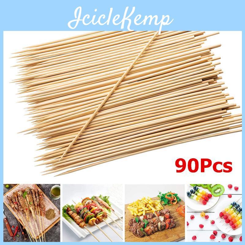 Natural 25cm 90 Pcs Bamboo Bbq Skewers Bamboo Sticks Bbq Kabob Skewers For Grilling Appetiser Barbecue Jt47