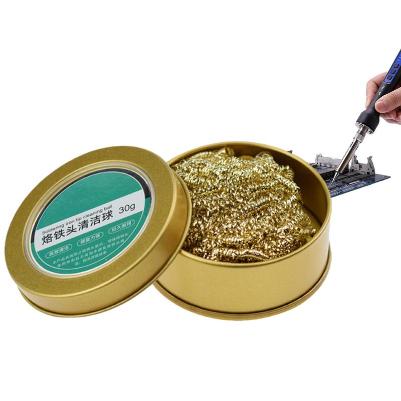 Cleaning Ball Desoldering Soldering Iron Mesh Filter Cleaning Nozzle Tip Copper Wire Cleaner Ball Metal Dross Box Clean Ball