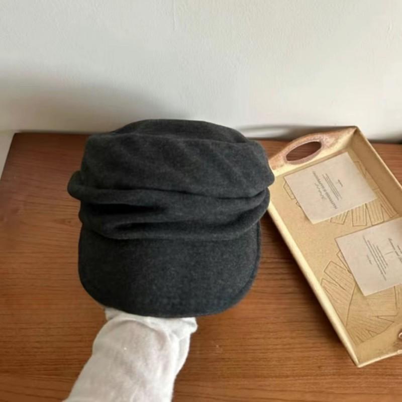 Womens Japanese Retro Flat Top Folded Newsboy Cap Winter Round Brim Hat