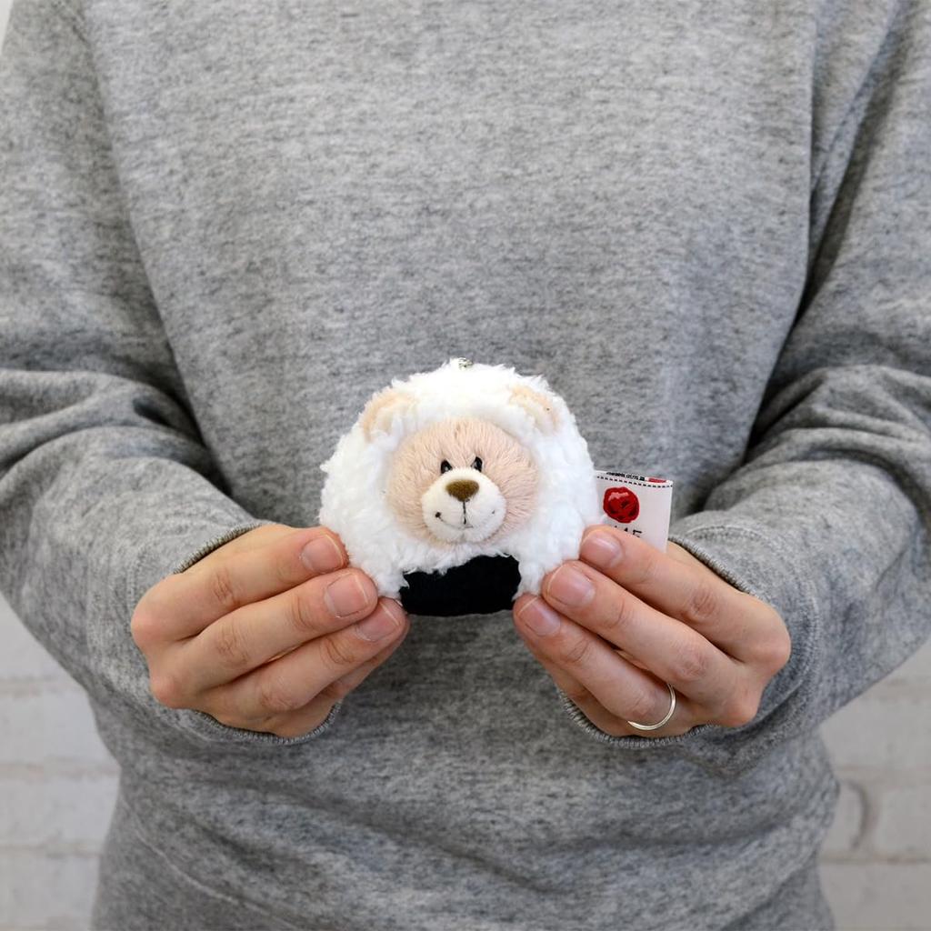 Niki Love Bear Rice Ball 8cm W x 8cm D x 8cm H Keychain, 8cm, White,