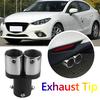 Universal Car Exhaust Muffler Exhaust Pipe Tail Throat Stainless Steel Car Muffler Tip Chrome Round Pipe Exhaust Tail Muffler