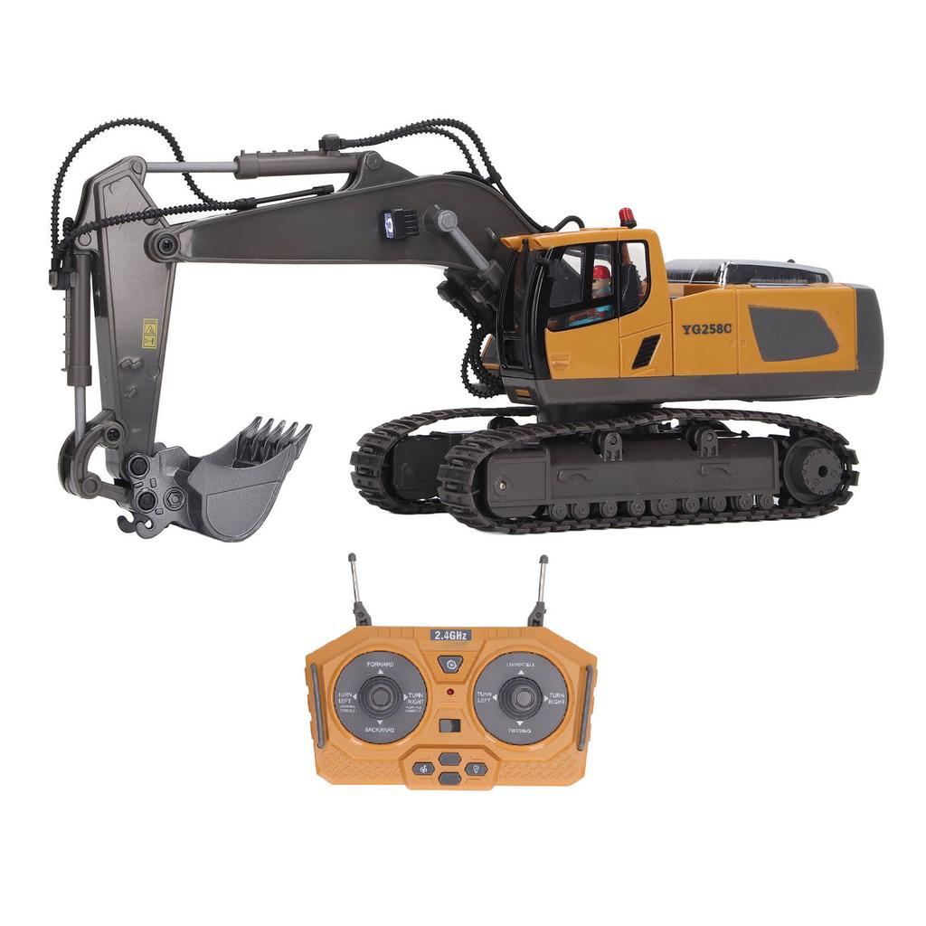 2.4G RC Excavator Toy Rotatable Full Functional Lighting Music Alloy Construction Tractor