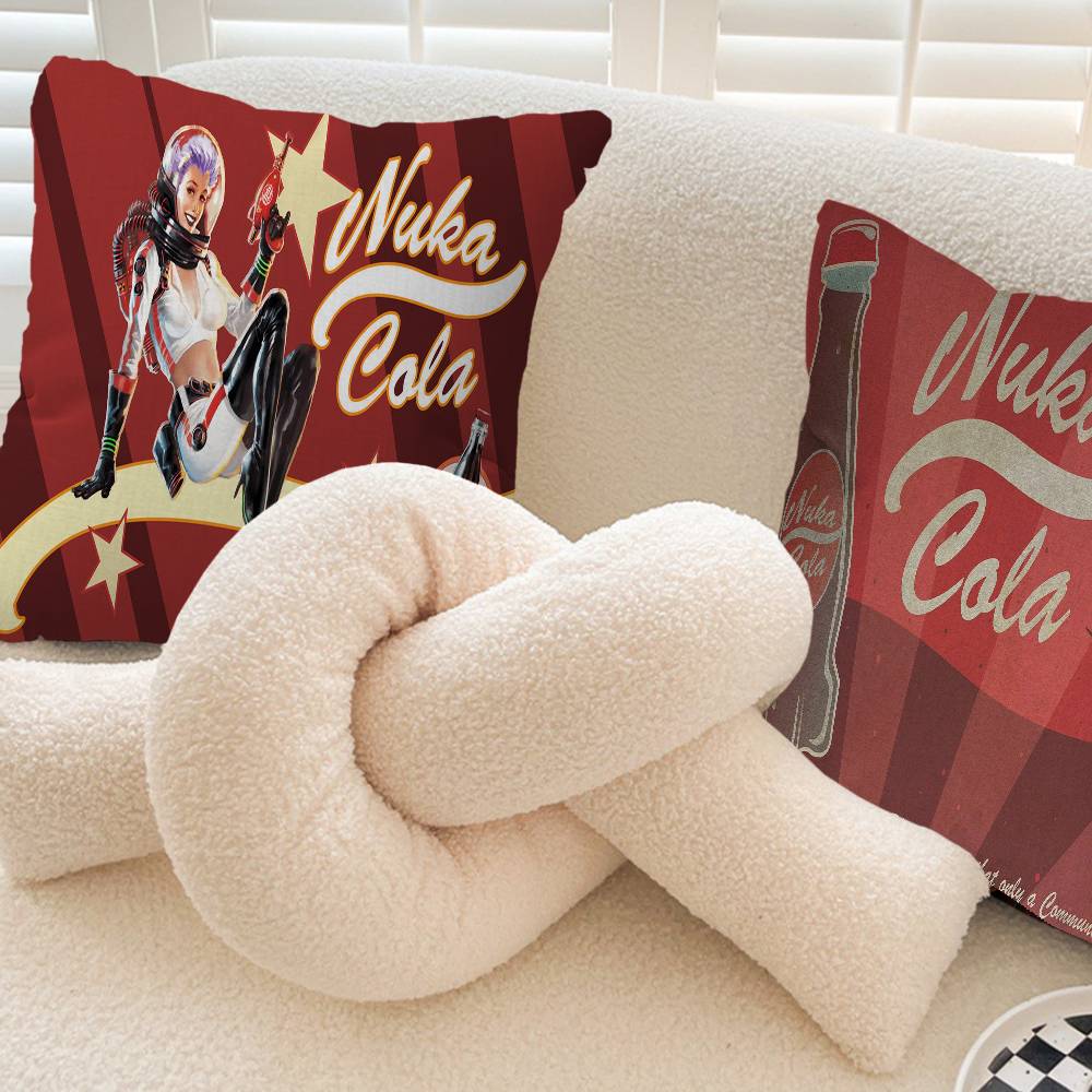 Vintage Nuka C-Cola Pillow Covers Cartoon Sofa Decorative Home Double-Sided Printing Short Plush Cute Cushion Cover