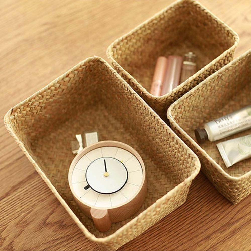 Cosmetic Storage Fruit Storage Box Storage Baskets Woven Seagrass Straw Rattan Basket Picnic Basket