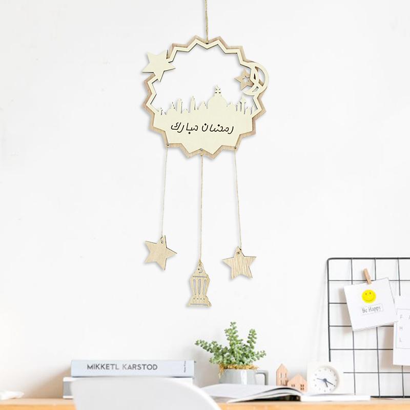 Eid Mubarak Pendant Wooden Ornament Decoration for Home Muslim Islamic Festival Party Eid Al-Adha Gifts Ramadan Kareem Decor