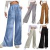 Women's New High-waisted Pants With Slits And Hem Corduroy Solid Color Spliced Casual Pants